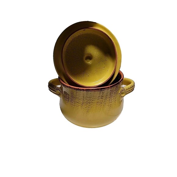 Vintage De Silva Pottery Yellow Terra Cotta Covered Stew/soup Serving Dish Italy - Picture 5 of 11